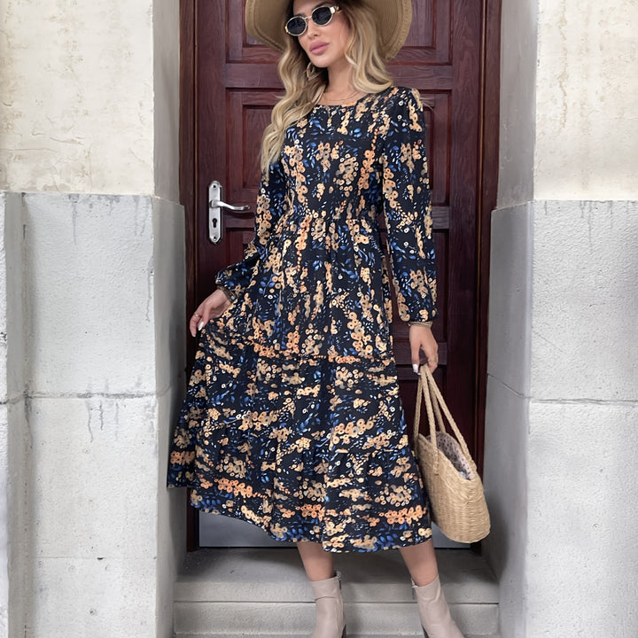 Dame Boho-stil maxikjole med blomsterprint og flæsedetaljer Stilla