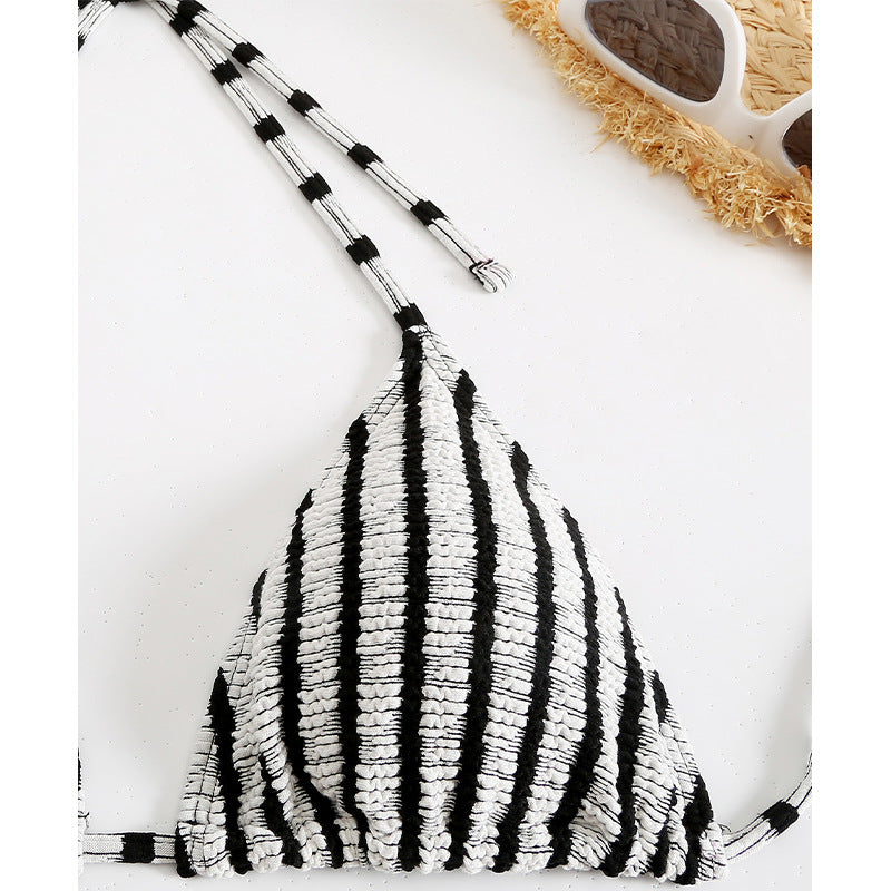Femme Triangle Bikini Sæt med stribet Design Stilla
