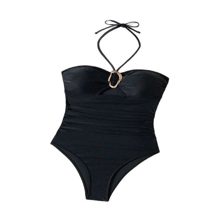 Dame one-piece badedragt med moderne cut-out og dekorativ ringdetalje Skovae
