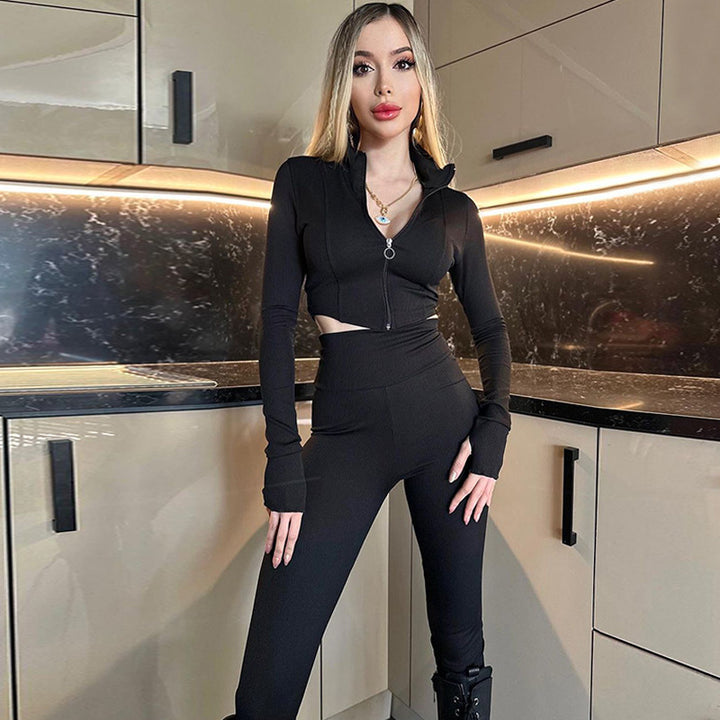 Dame Sporty Crop-Top og Leggings Sæt med innovativt design og høj krave Stilla