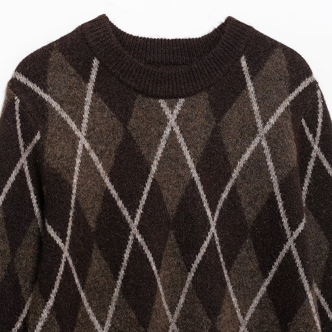 Femme Argyle Strikpullover Stilla