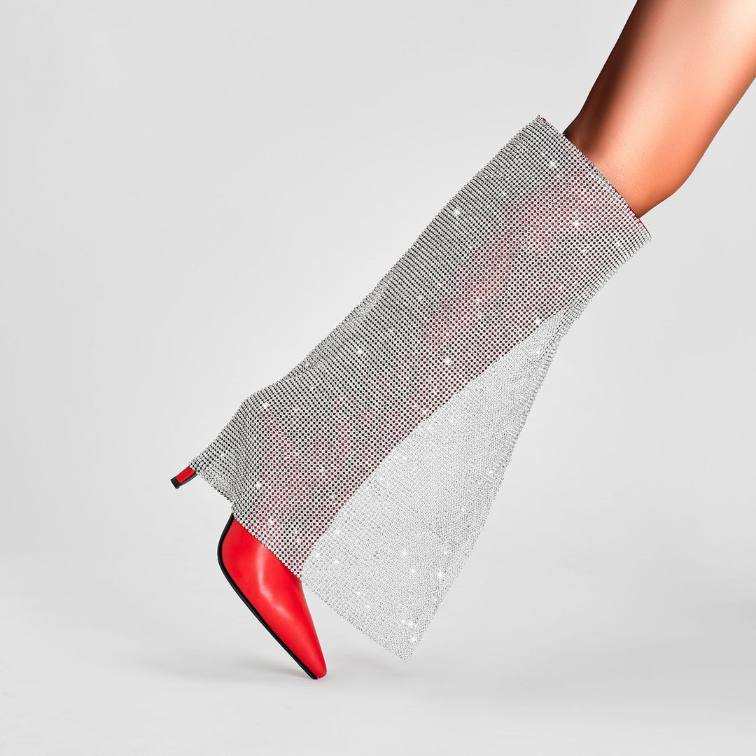 Femme Over-the-Knee Stiletto-hæle støvler med krystaldekoration Stilla