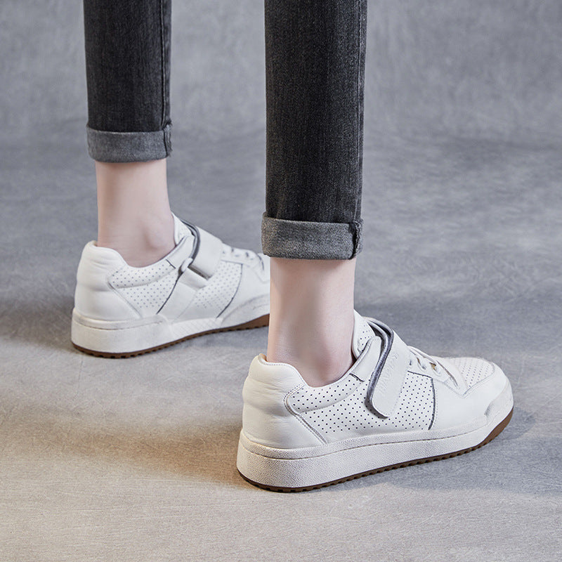 Herre perforerede læder sport sneakers med velcro Stilla