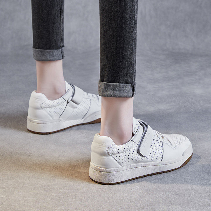 Herre perforerede læder sport sneakers med velcro Stilla