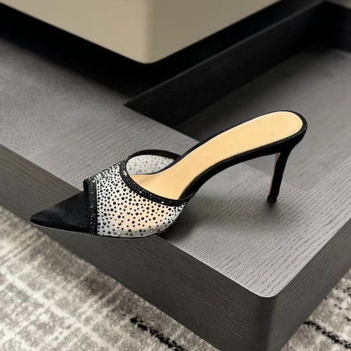 Dame Højhælede med Strass-applikationer Slide Sandaler Stilla