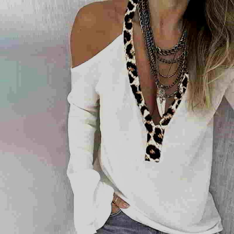 Kvinders off-shoulder top med leopardprint Stilla