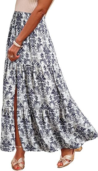 Kvinder Bohemian Floral Trin Kjole Maxi Nederdel Stilla