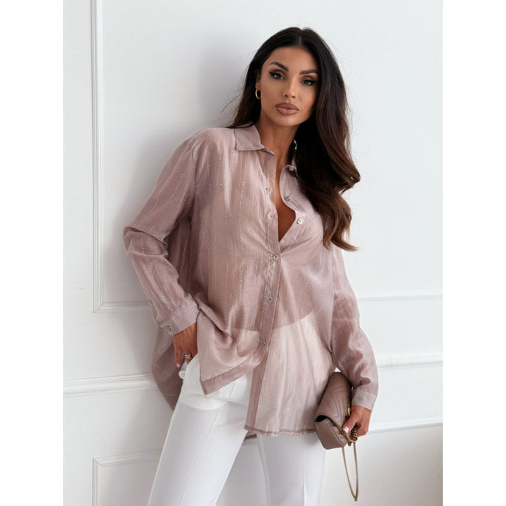 Femme Chic Knap-Ned Silke Bluse med subtil farvning Stilla