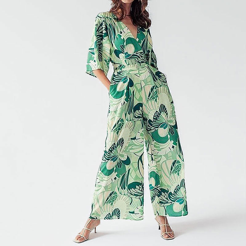 Dame maxikjole med voluminøse ærmer og floral print Stilla