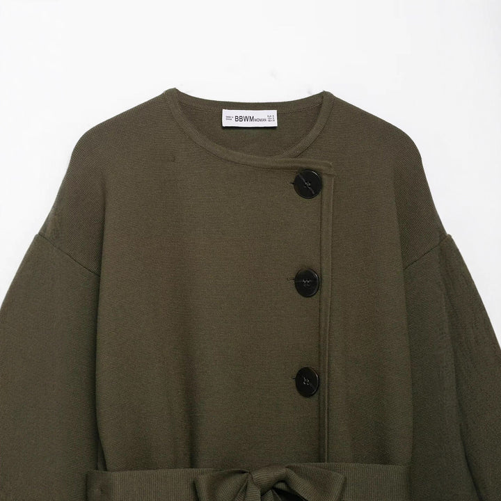 Dame afslappet cardigan med bælte og elegante knapdetaljer Stilla