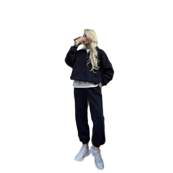 Dame afslappet sweatshirt-sæt med elastisk kant Stilla