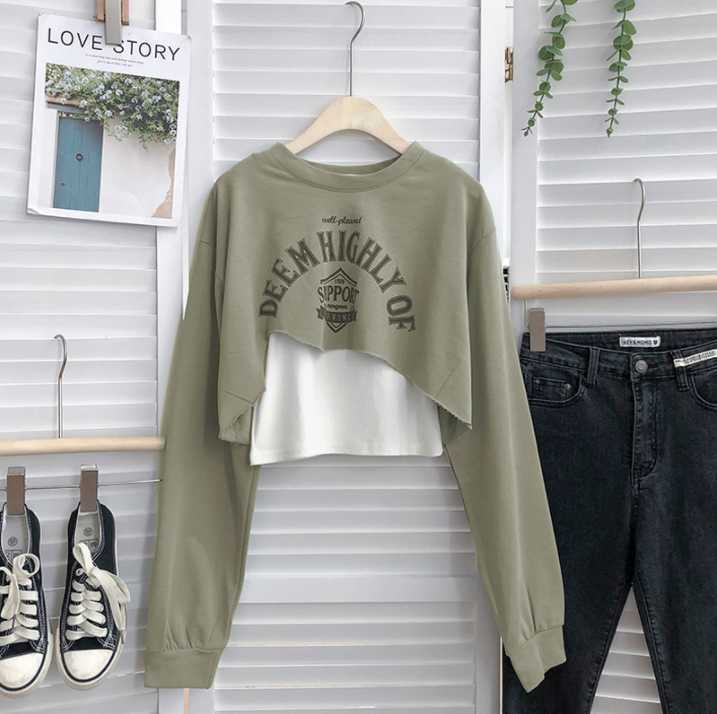 Dame Cropped Graphic Sweatshirt med legende slogan Stilla