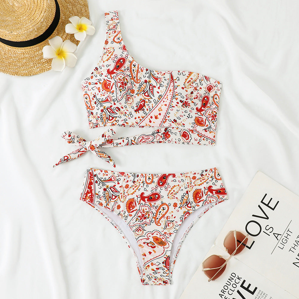 Dame asymmetrisk én-skulder bikini sæt Stilla 1750839435
