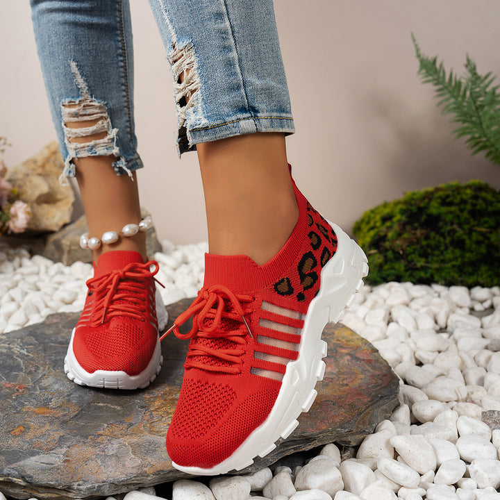 Dame sneakers med modmager leopardmønster og fleksibel sål Stilla