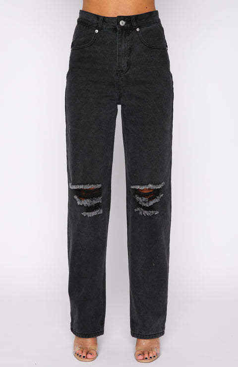 Damer Mom Jeans med raffinerede distressed-detaljer og høj talje Stilla