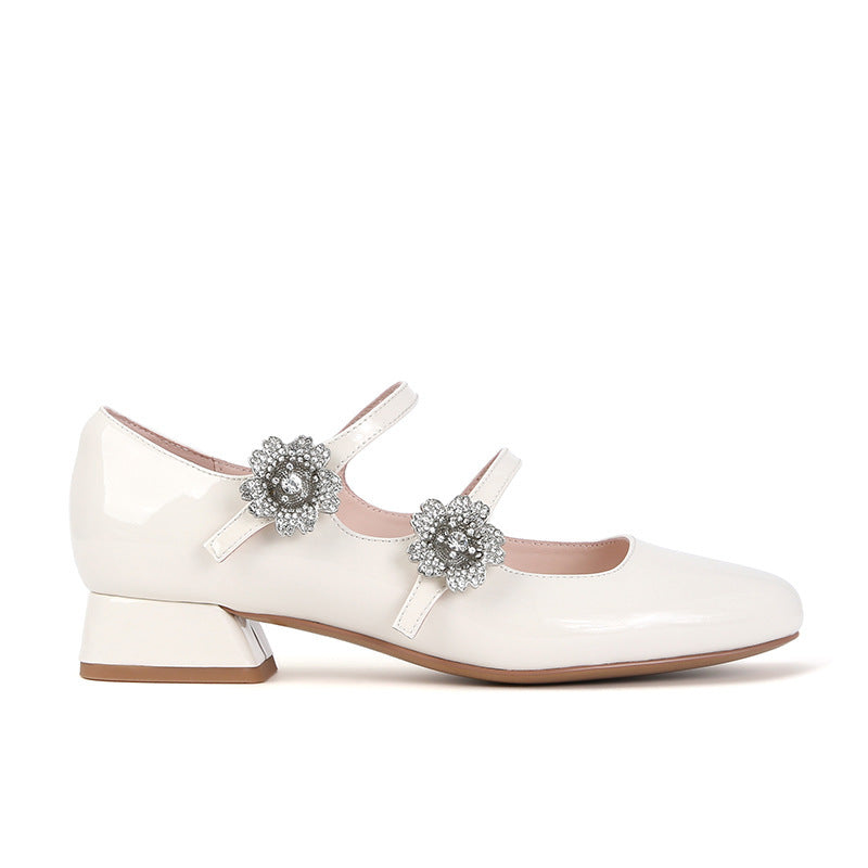 Dame Elegante Blomsterdekorerede Mary Jane Ballerinaer Stilla