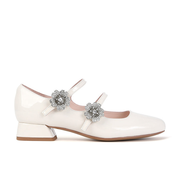 Dame Elegante Blomsterdekorerede Mary Jane Ballerinaer Stilla