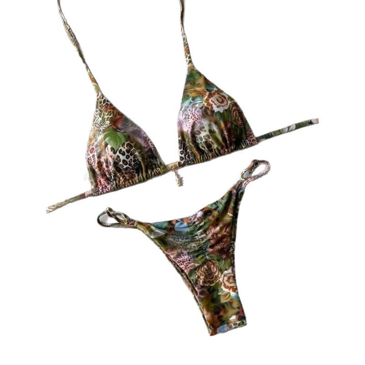 Dame Triangel-Bikini med farverigt blomster- og dyremønster Stilla