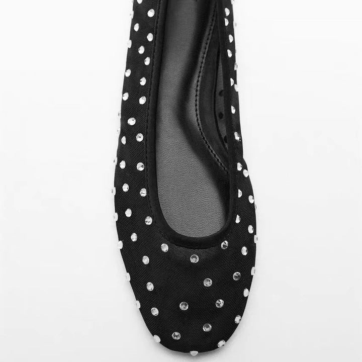 Dame strass-prydede ballerina flats  Stilla