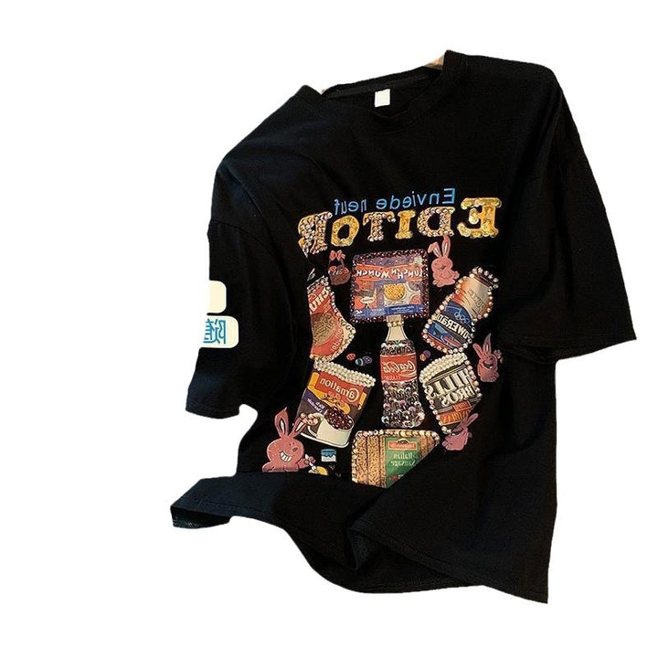 Dame T-shirt med kreativ vintage-tryk og unikt grafikdesign Stilla