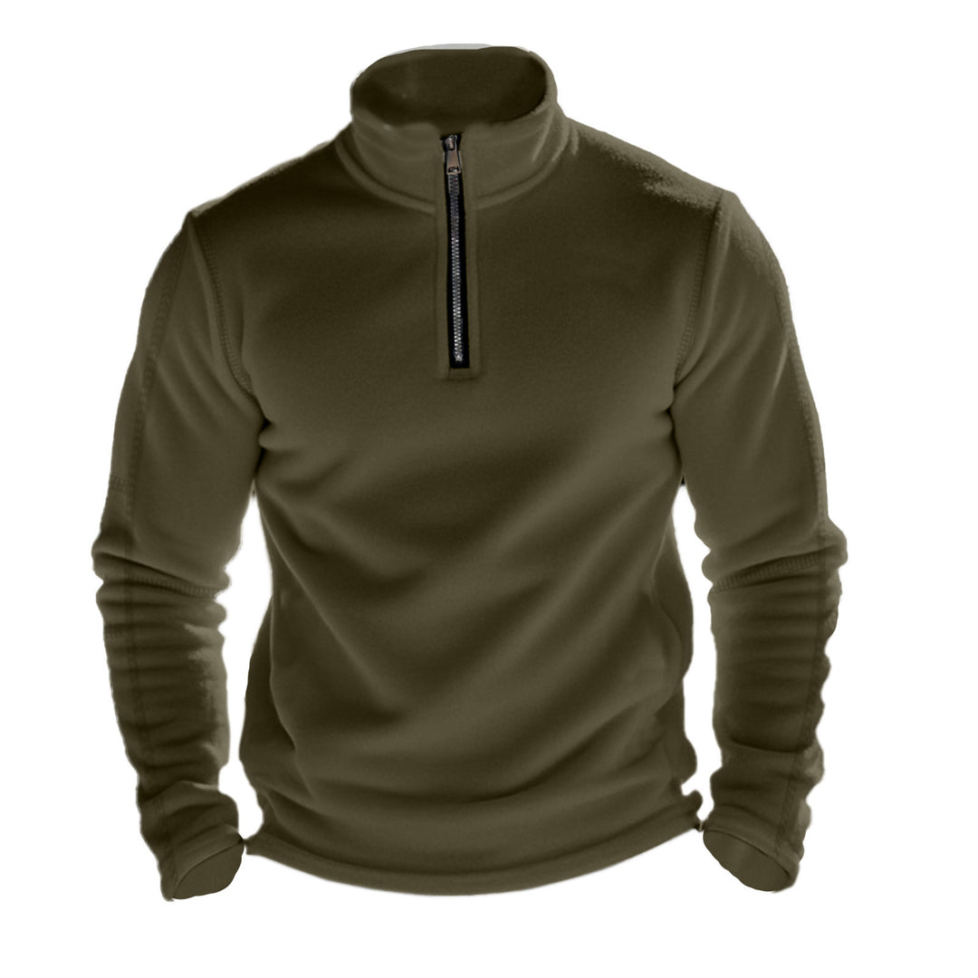Herre fleece-pullover med halv lynlås og praktiske lommer Stilla