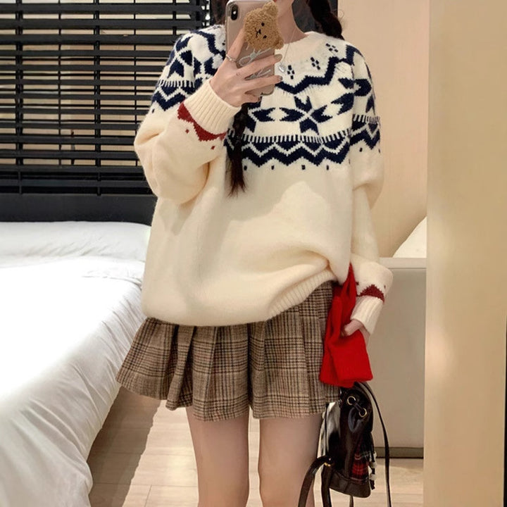 Kvinders hyggelige sweater med vintermønster Stilla