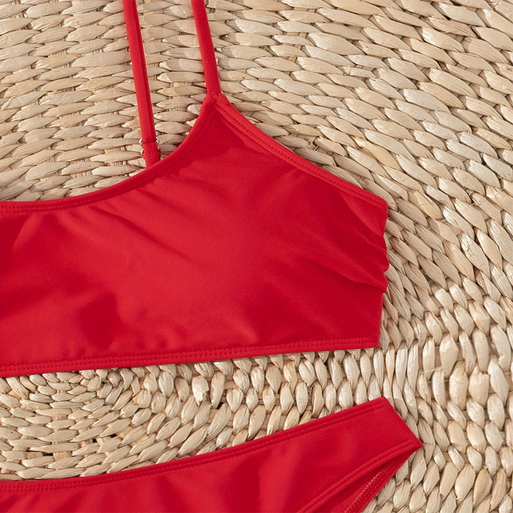 Dame bikini-sæt med smalle stropper og højt skåret trusser Skovae