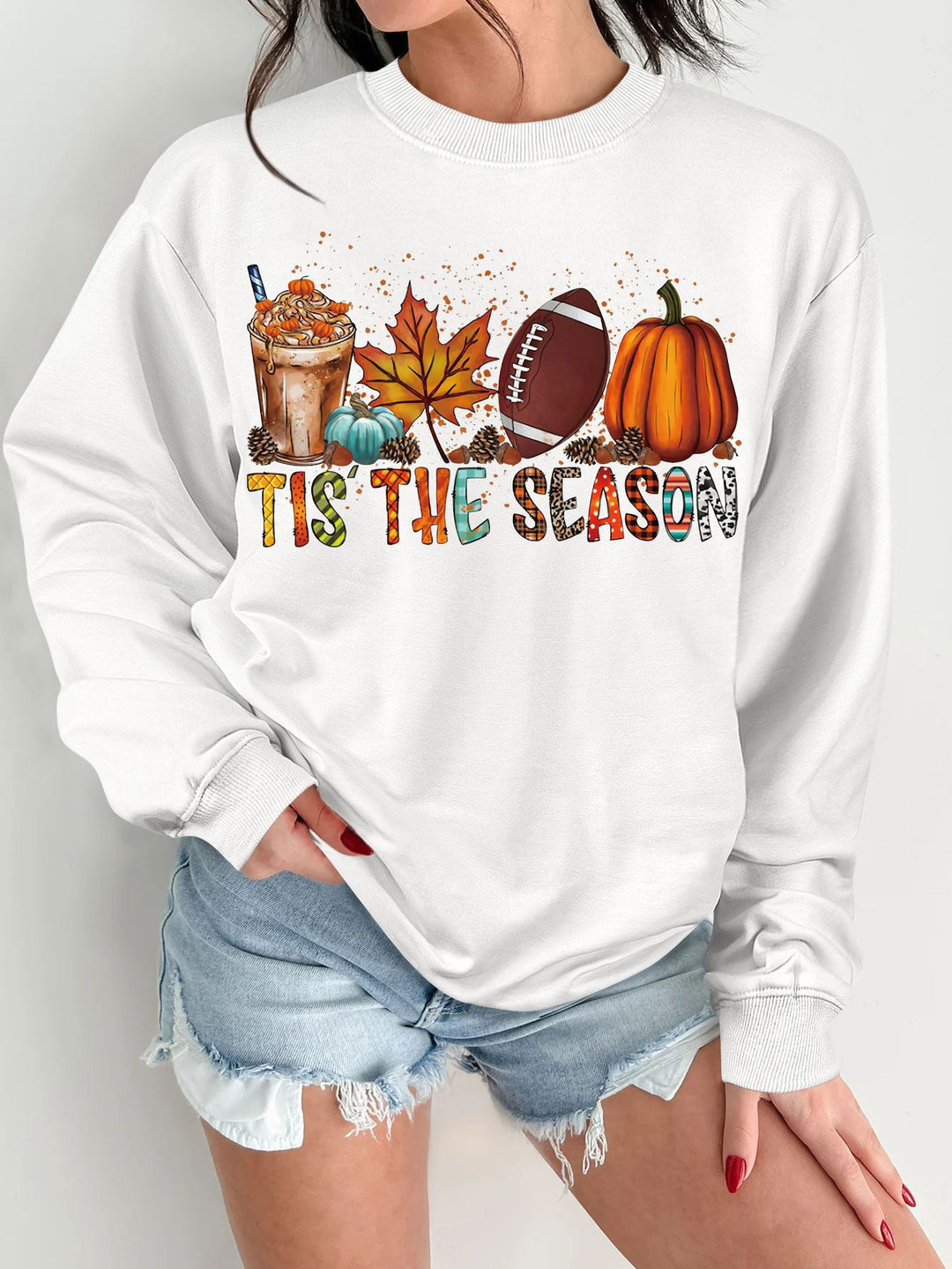 Women's sweatshirt with autumn motif and relaxed fit Stilla