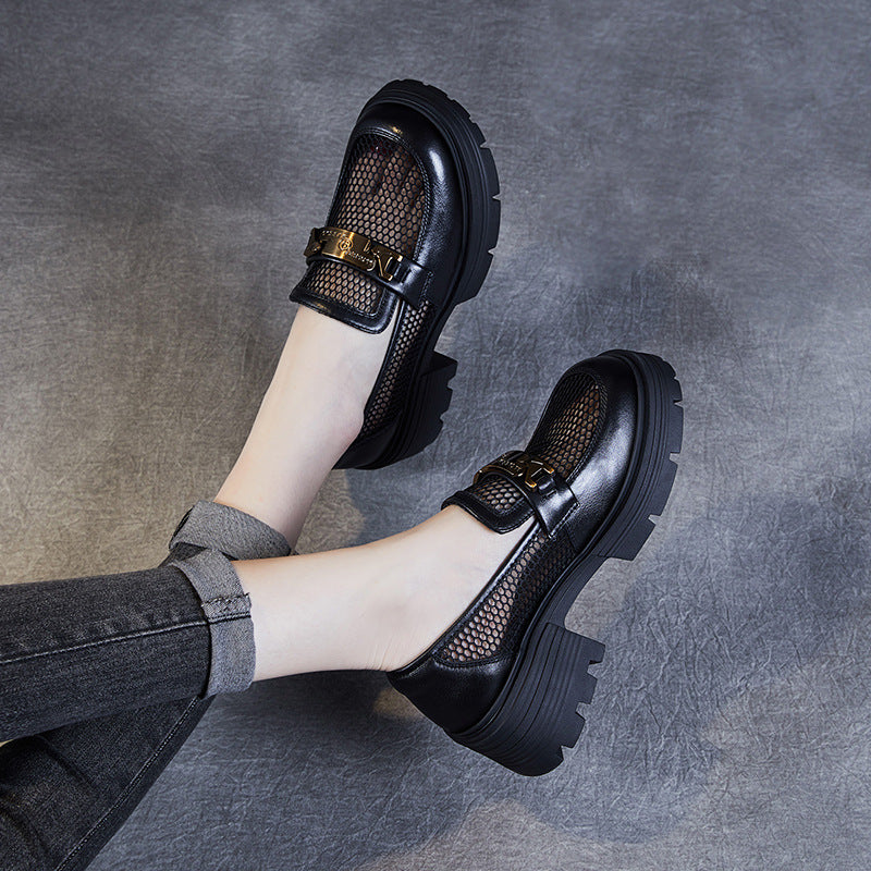 Dame Chic Netdetalje Slippers med Chunky-Sål Stilla