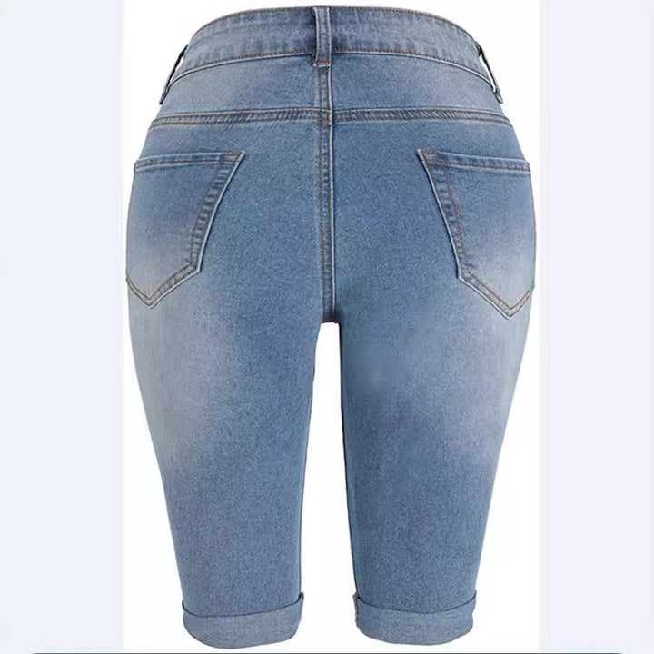 Dame Ripped Jeans-Shorts med Distressed-effekter Stilla