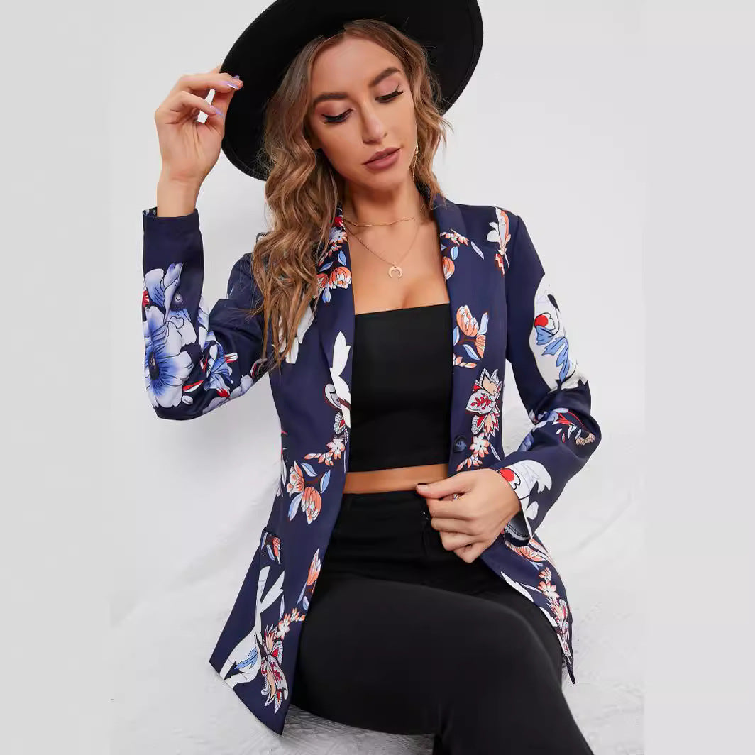 Dame Floral Tryk Blazerjakke Stilla