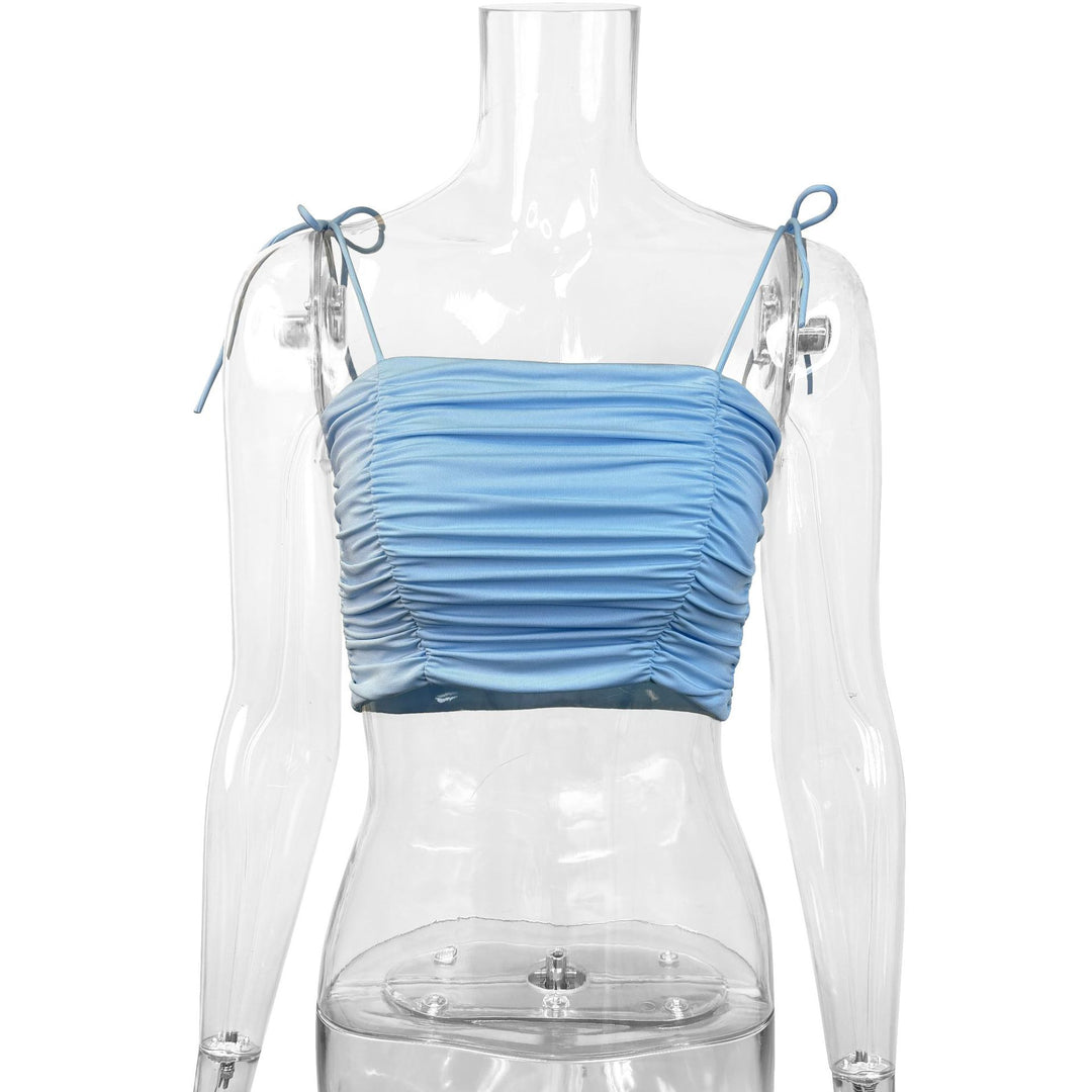 Dame Crop-top med ruching og justerbare stropper Skovae