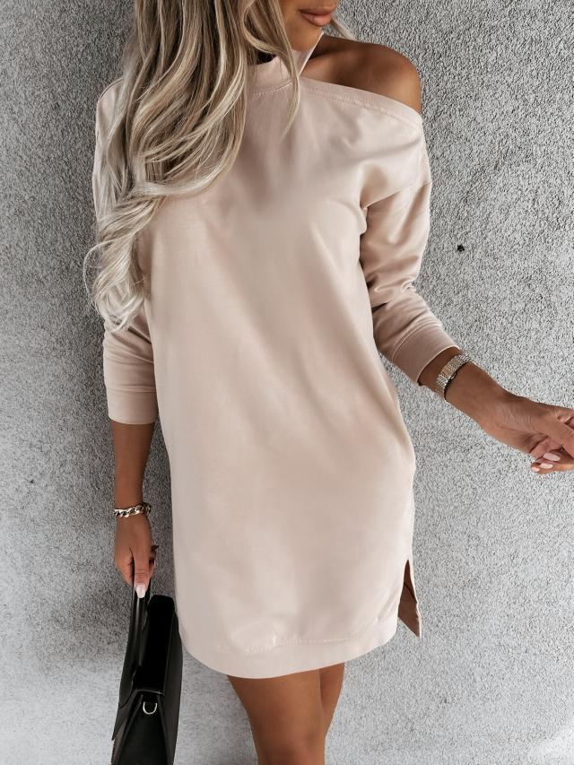 Dame Off-Shoulder Langærmet Kjole Stilla