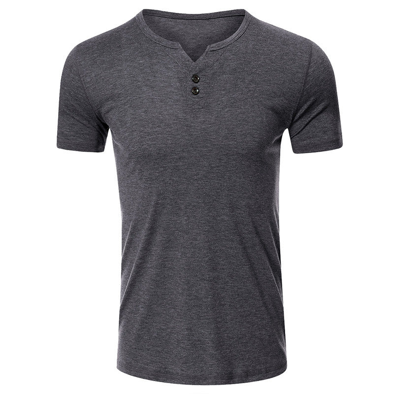 Herrer kortærmet Henley-T-shirt med moderne knapdesign og komfortabel pasform Stilla