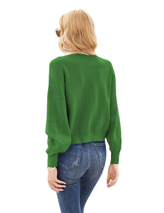 Dame Off-Shoulder Strikketrøje med Wickeldesign Stilla