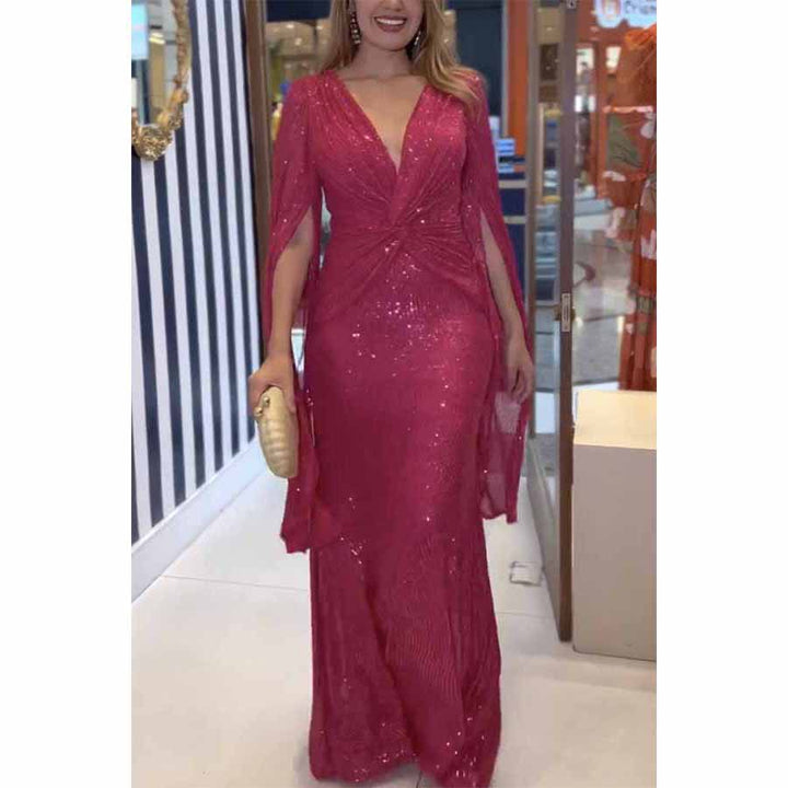 Dame Glamourøs Aftenkjole med side Drapering og elegante Flæsekanter Stiila