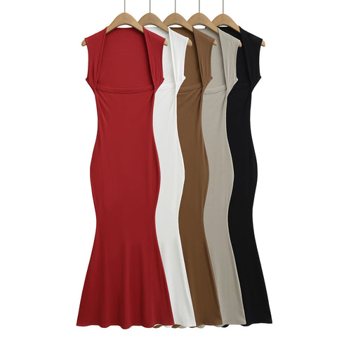 Femme Korte ærmer Rib Maxi kjole Stilla