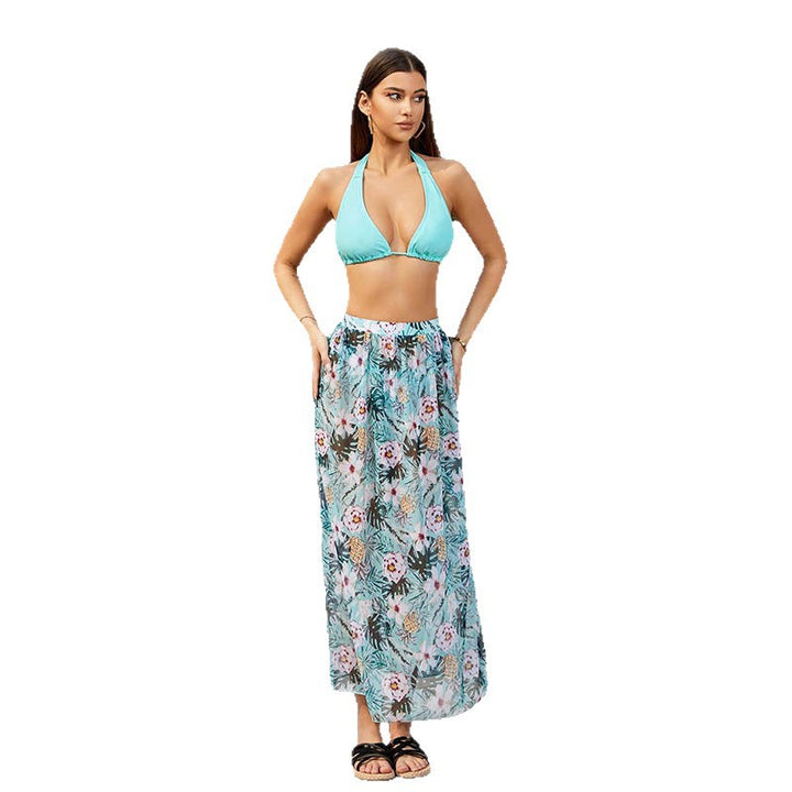 Dame Blomster Maxi Badedragt Kappe Stilla