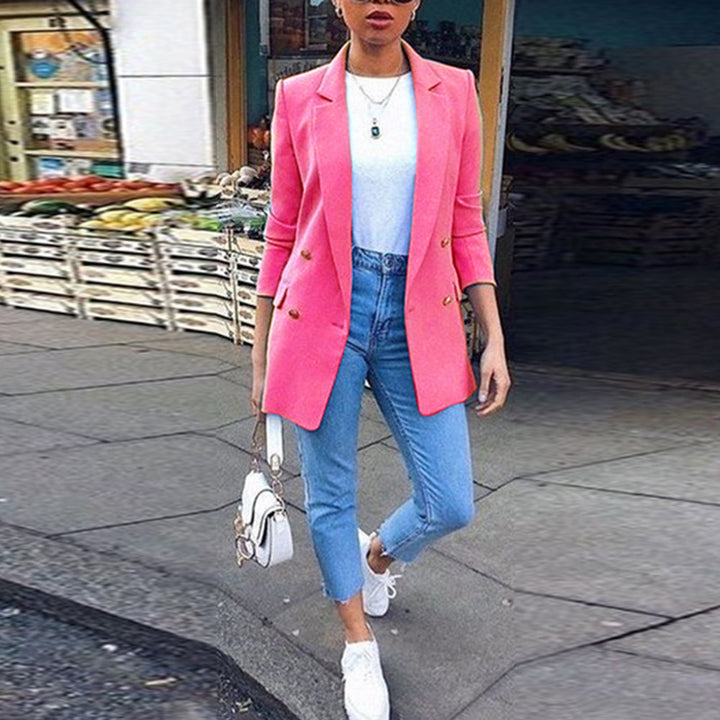 Dame Elegant Blazer med dobbelt knaplukning Stilla