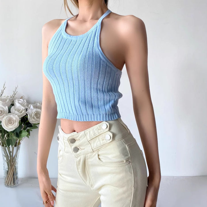 Femme Rippstrik Halter Crop Top Stilla