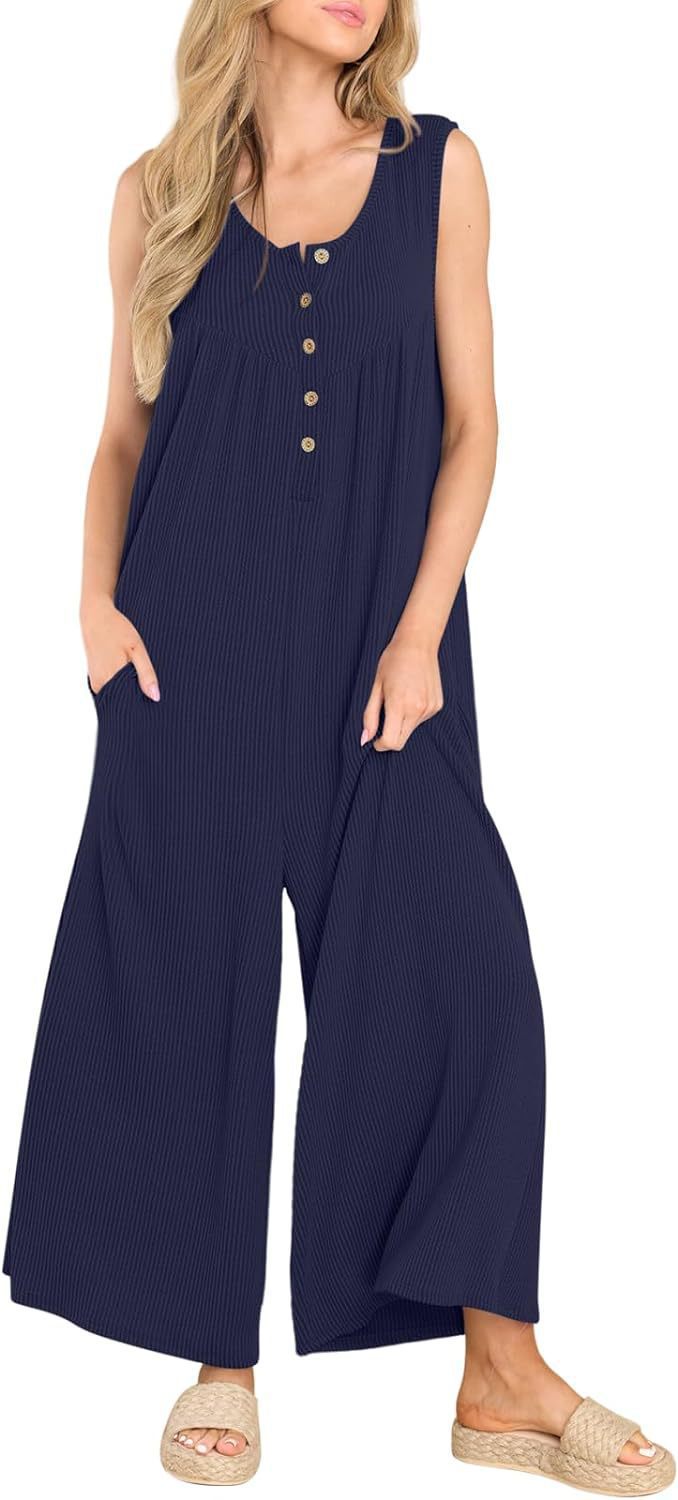 Dame luftig jumpsuit med knaplukning Stilla