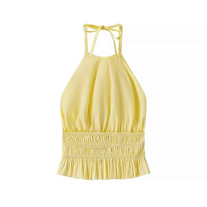 Dame Halter Nakke A-Linje Mini Kjole med Flæsekant Stilla