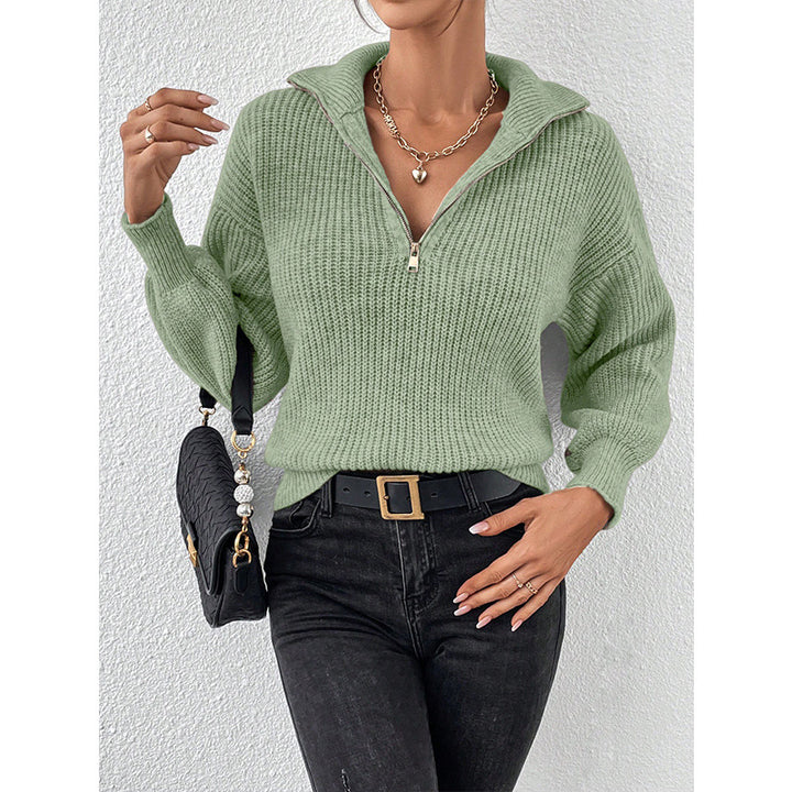 Dame afslappet sweater med iøjnefaldende lynlås Stilla