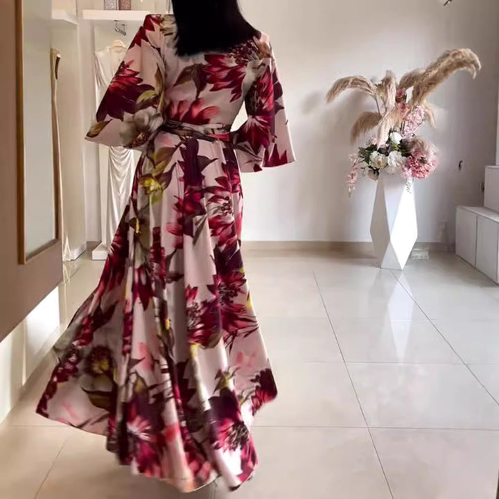 Dame maxikjole med elegant blomsterlook og rummelige ærmer Stilla