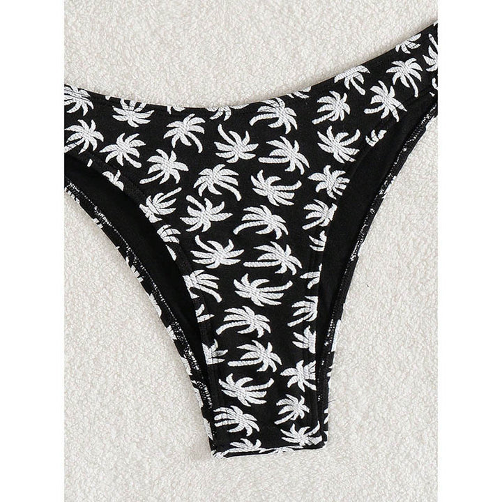 Dame Triangel-Bikini med kontrasterende palmeprint Skovae