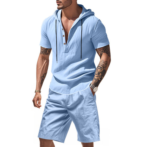 Herren afslappet hættebluse og shorts sæt i afslappet design Stilla