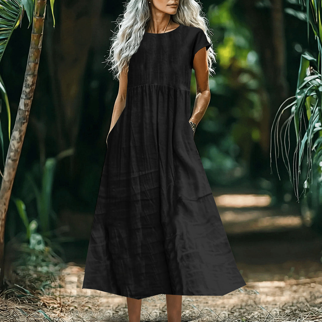 Dame Casual Maxi Kjole med Lomme-Detail Stilla
