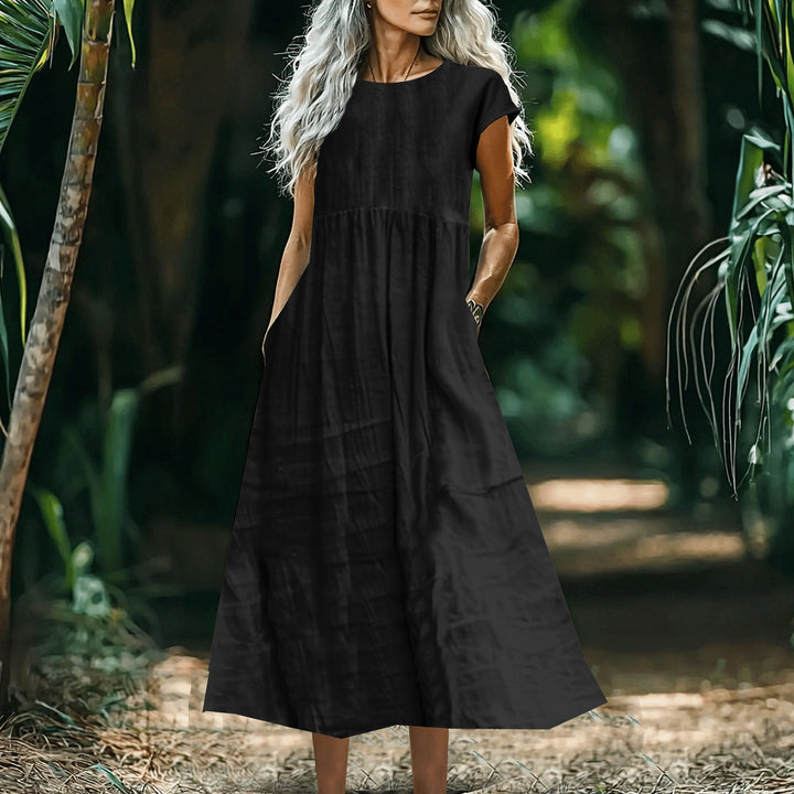 Dame Casual Maxi Kjole med Lomme-Detail Stilla