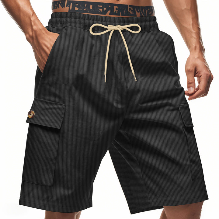 Herrer cargo shorts med klassiske striber og praktiske sidelommer Stilla