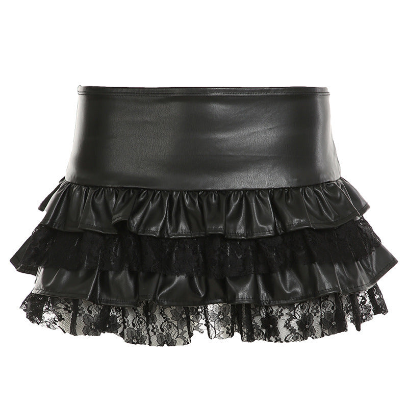 Dame Mini nederdel med ruffle detaljer og spidse accenter Skovae